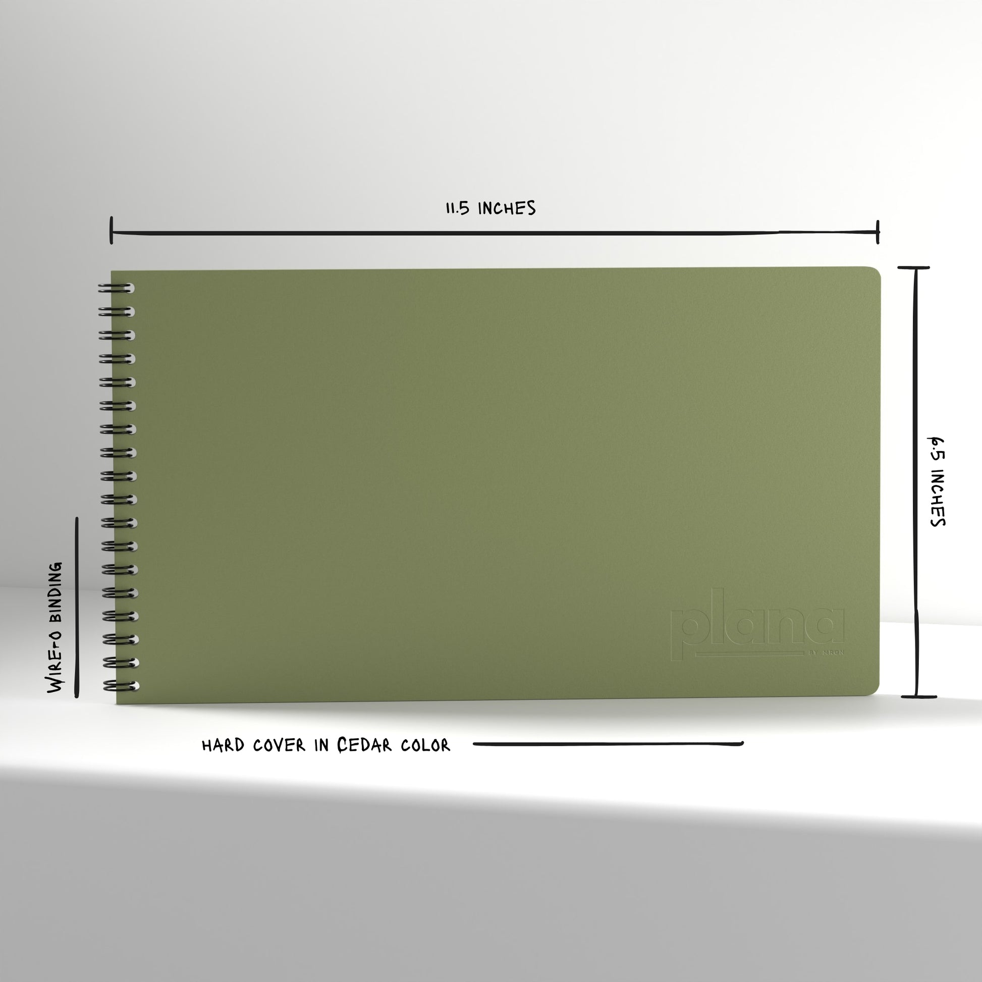 Plana Classic Cedar with dimensions and material details on a white background