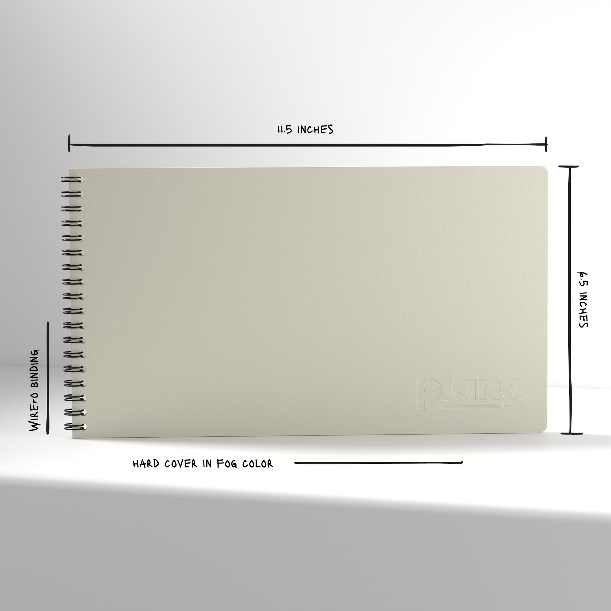 Plana Classic Fog with dimensions and material details on a white background