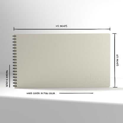 Plana Classic Fog with dimensions and material details on a white background