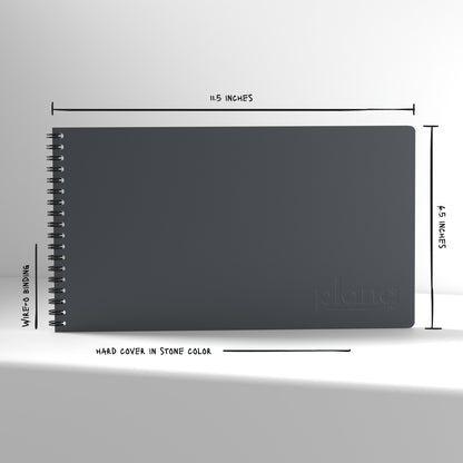 Plana Classic Stone with dimensions and material details on a white background