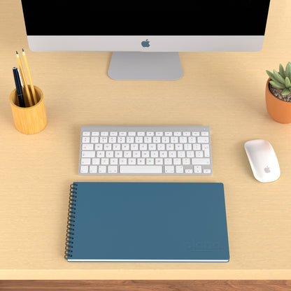 Plana Pro Graphite on a wooden desk with a computer, pen holder, and plant